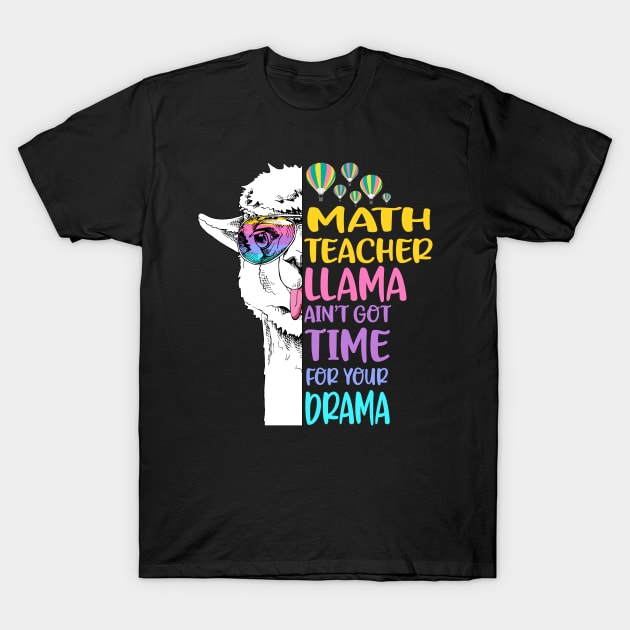 Math Teacher Llama T-Shirt by Li